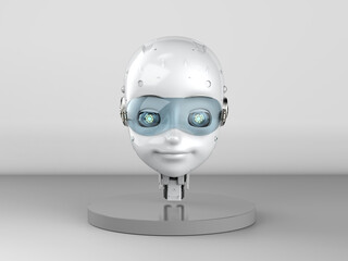 cute ai robot on grey backgeound