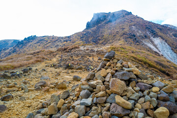 大分県の紅葉のくじゅう連山の風景  Mt.Kujyu range scenery of autumn leaves in Oita Prefecture 