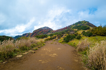 大分県の紅葉のくじゅう連山の風景  Mt.Kujyu range scenery of autumn leaves in Oita Prefecture 