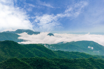 View travel nature mountain sky and fog