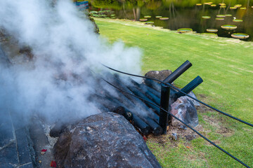 Fototapeta premium 大分県別府市の地獄めぐりの風景 Scenery of Jigoku Meguri (Hell Tour) in Beppu City, Oita Prefecture, Japan