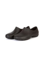 black rubber shoes on a white background
