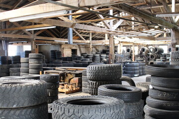 tires in old mill filtered light industrial