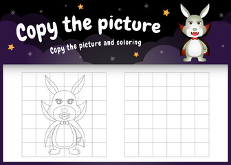 copy the picture kids game and coloring page with a cute rabbit using halloween costume
