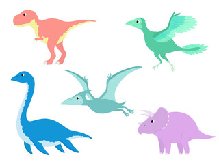 シンプルな恐竜のイラストセット