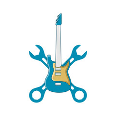 Illustration Vector Graphic of Guitar Repair Logo. Perfect to use for Repairing Company