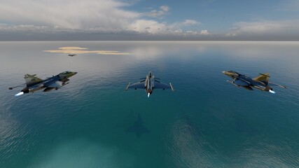 fighter jet at sea