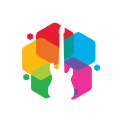 Illustration Vector Graphic of Colorful Guitar Store Logo. Perfect to use for Music Company