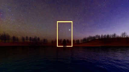 light rectangle at lake