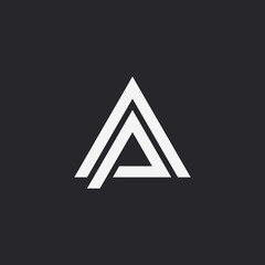 Letter AP monogram logo design template. black background.
