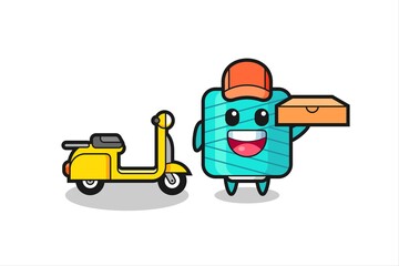 Character Illustration of yarn spool as a pizza deliveryman