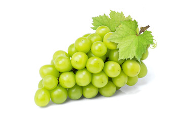 bunch of green grapes isolated on white.