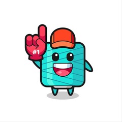 yarn spool illustration cartoon with number 1 fans glove