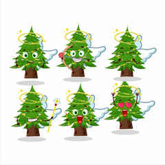 Christmas tree cartoon designs as a cute angel character