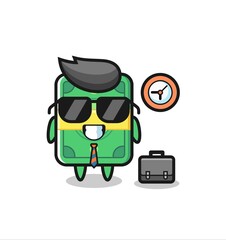 Cartoon mascot of money as a businessman