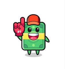 money illustration cartoon with number 1 fans glove