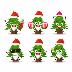 Santa Claus emoticons with christmas tree cartoon character