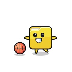 Illustration of folder cartoon is playing basketball