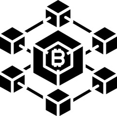 Blockchain icon. Bitcoin concept icon style