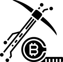 Bitcoin dig mining icon. Bitcoin concept icon style