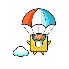 folder mascot cartoon is skydiving with happy gesture