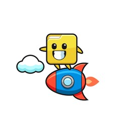folder mascot character riding a rocket