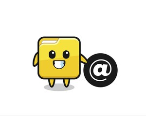 Cartoon Illustration of folder standing beside the At symbol