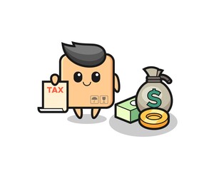 Character cartoon of cardboard box as a accountant