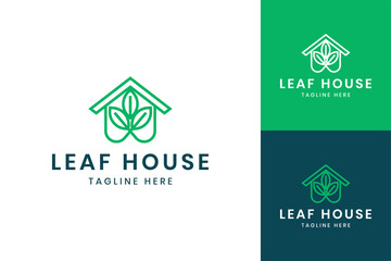 leaf and house line art logo design