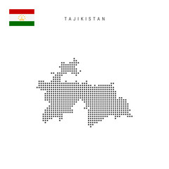 Fototapeta na wymiar Square dots pattern map of Tajikistan. Tajik dotted pixel map with flag. Vector illustration