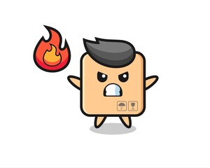 cardboard box character cartoon with angry gesture