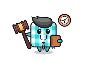 Mascot cartoon of checkered tablecloth as a judge
