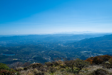 Fototapeta na wymiar 大分県別府市の鶴見岳の風景 View of Mt. Tsurumi in Beppu City, Oita Prefecture, Japan. 