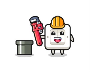 Character Illustration of light switch as a plumber
