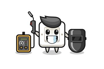 Character mascot of light switch as a welder