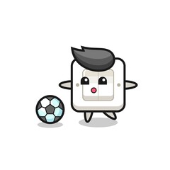 Illustration of light switch cartoon is playing soccer