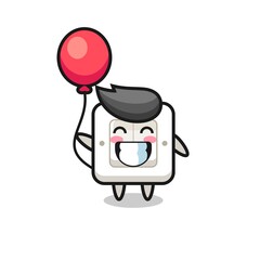 light switch mascot illustration is playing balloon
