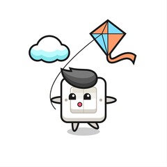 light switch mascot illustration is playing kite