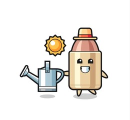 Cartoon character of bullet holding watering can