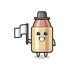 Cartoon character of bullet holding a flag
