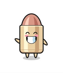 bullet cartoon character doing wave hand gesture