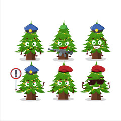 A dedicated Police officer of christmas tree mascot design style