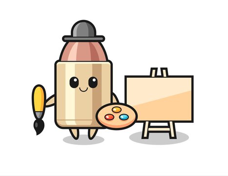 Illustration of bullet mascot as a painter
