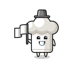 Cartoon character of chef hat holding a flag
