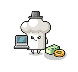 Mascot Illustration of chef hat as a hacker