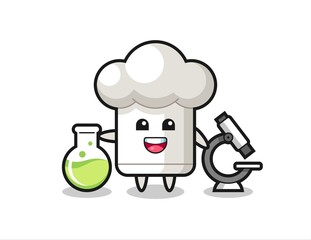 Mascot character of chef hat as a scientist