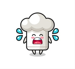 chef hat cartoon illustration with crying gesture