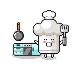 chef hat character illustration as a chef is cooking
