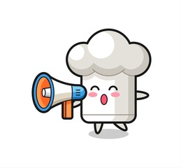 chef hat character illustration holding a megaphone