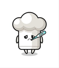 chef hat mascot character with fever condition